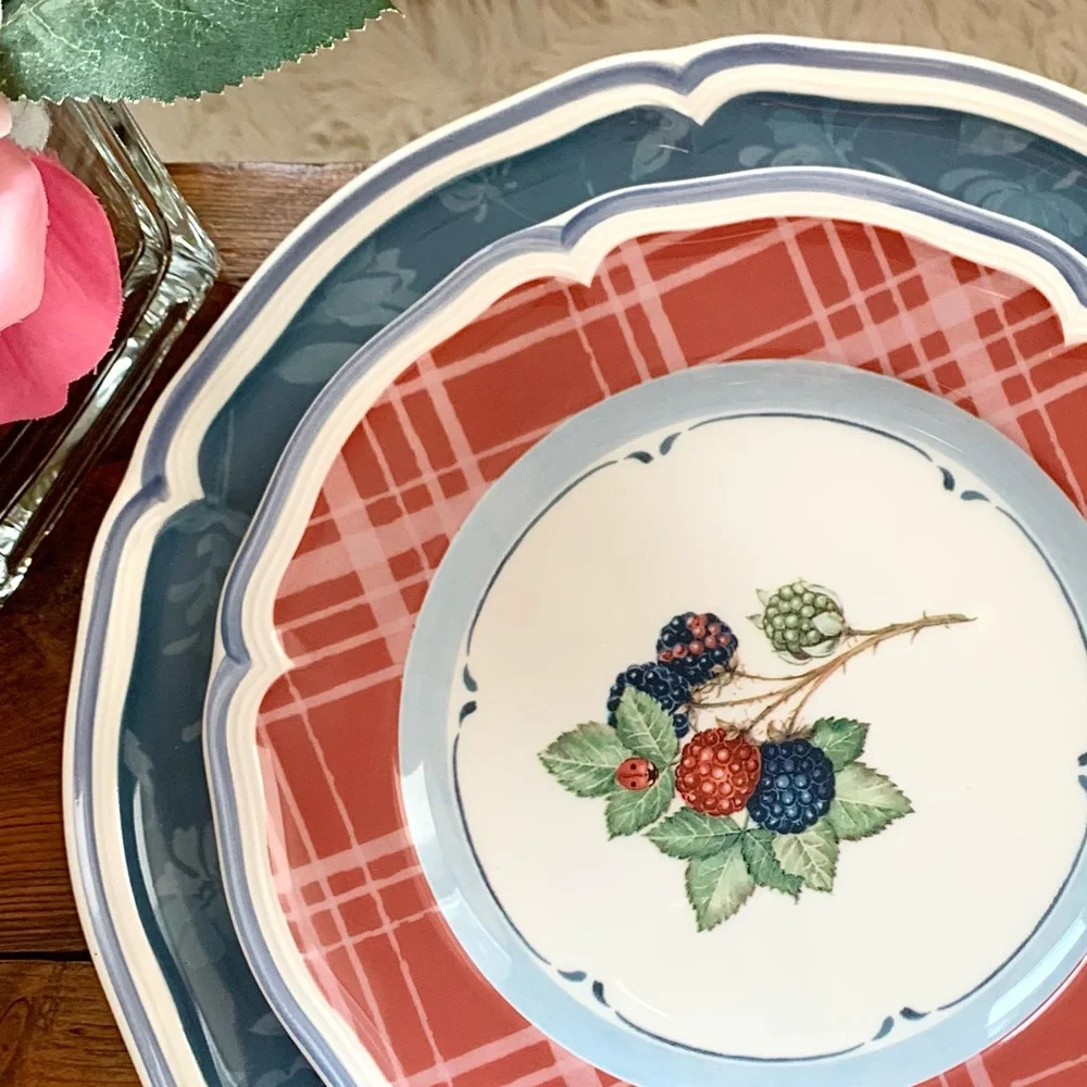 Villeroy & Boch 2 Cottage Blue Dinner Plates Country Collection / SET OF 2